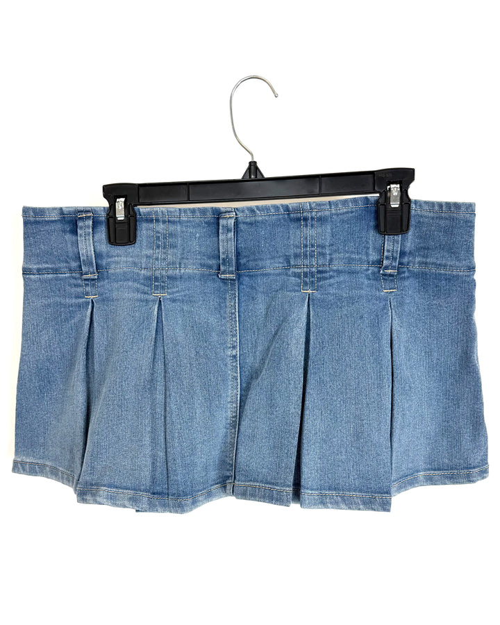 Ultra Mini Denim Pleated Mini Skort - Size 6