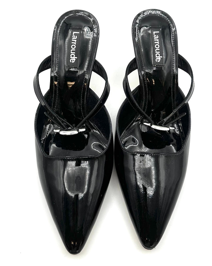 Black Patent Leather Mules - Size 7 and 8