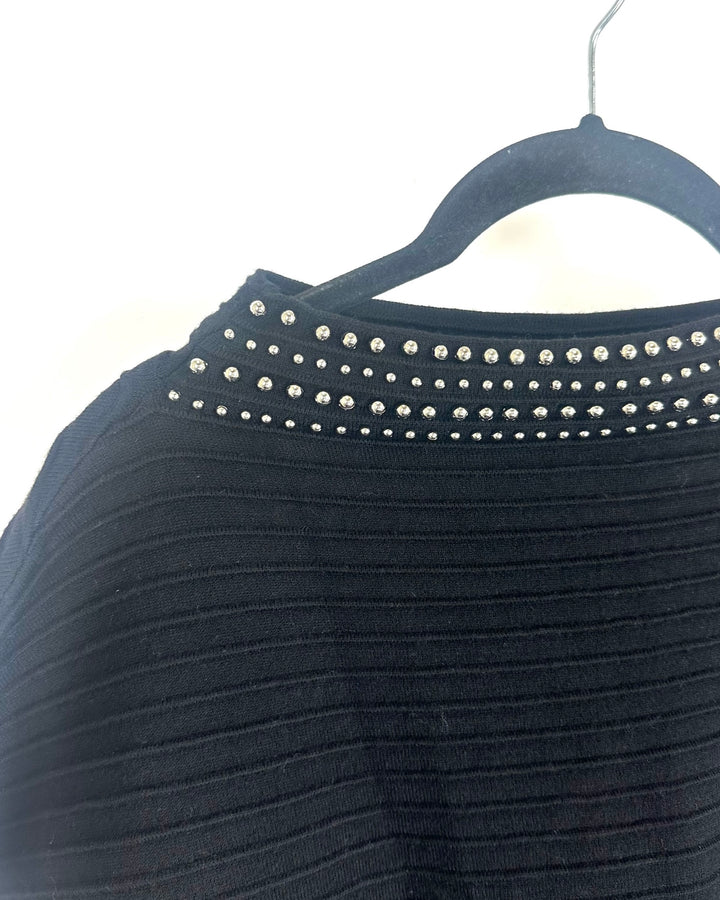 Black Studded Neckline Top - Size 4/6