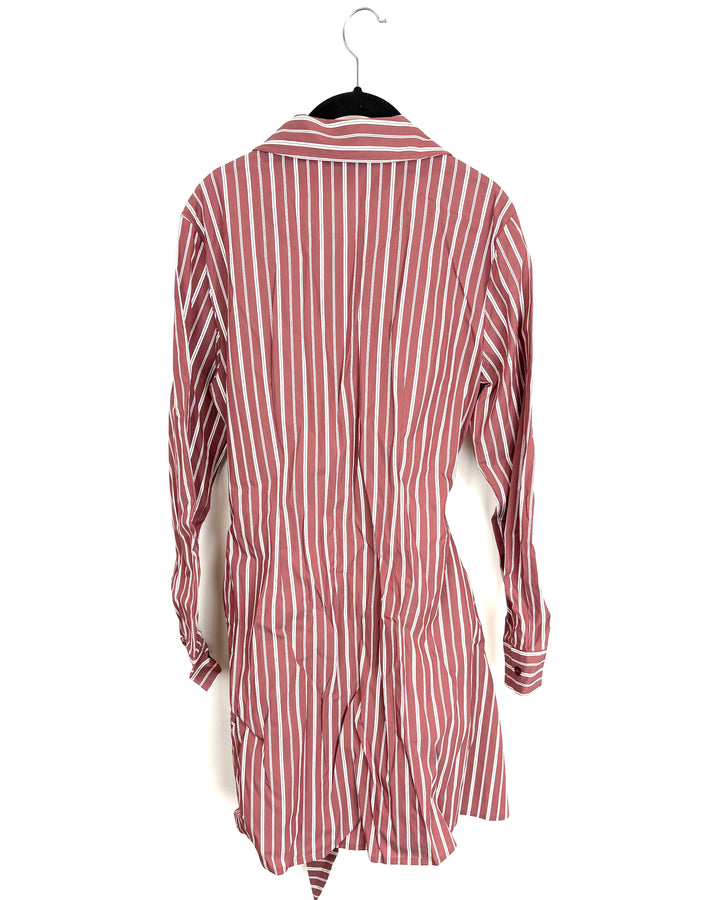 Dusty Brick Wrap Shirt Dress - Size 6/8