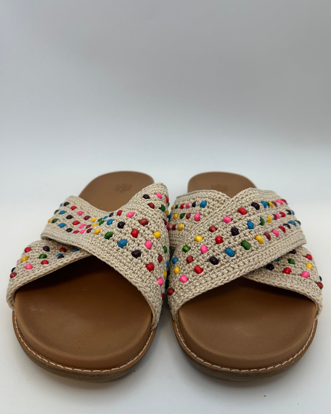 Beaded Criss Cross Sandals - Size 9