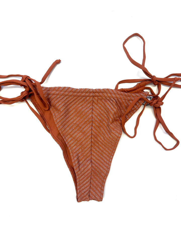 Metallic Brown Tie Side Bikini Bottom - L, XL, XXL