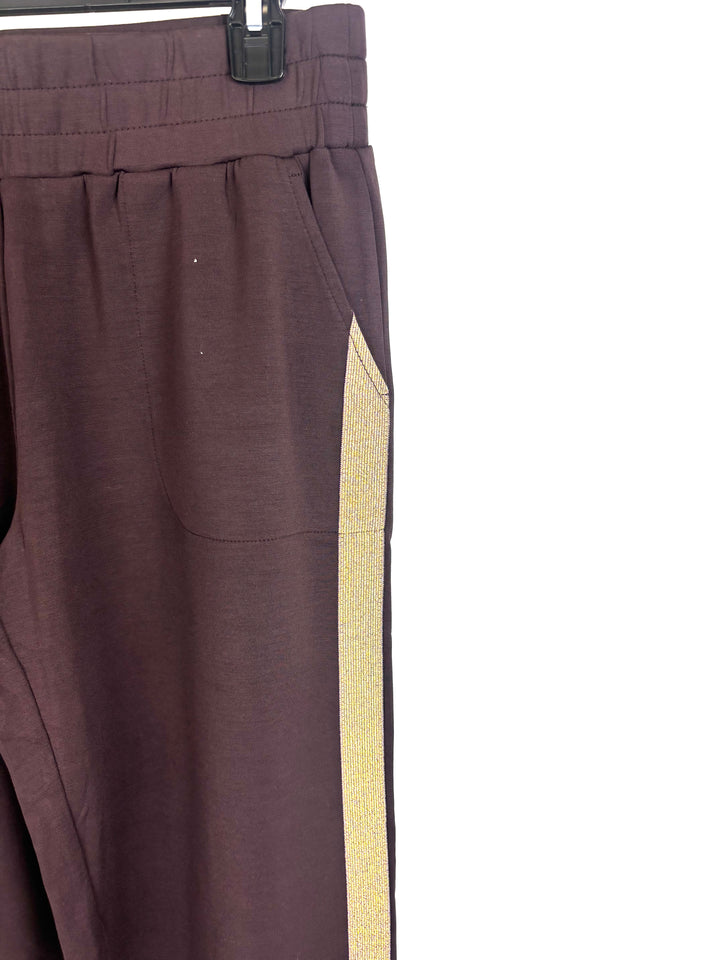 Brown with Gold Side Stripe Pants- Size 6/8