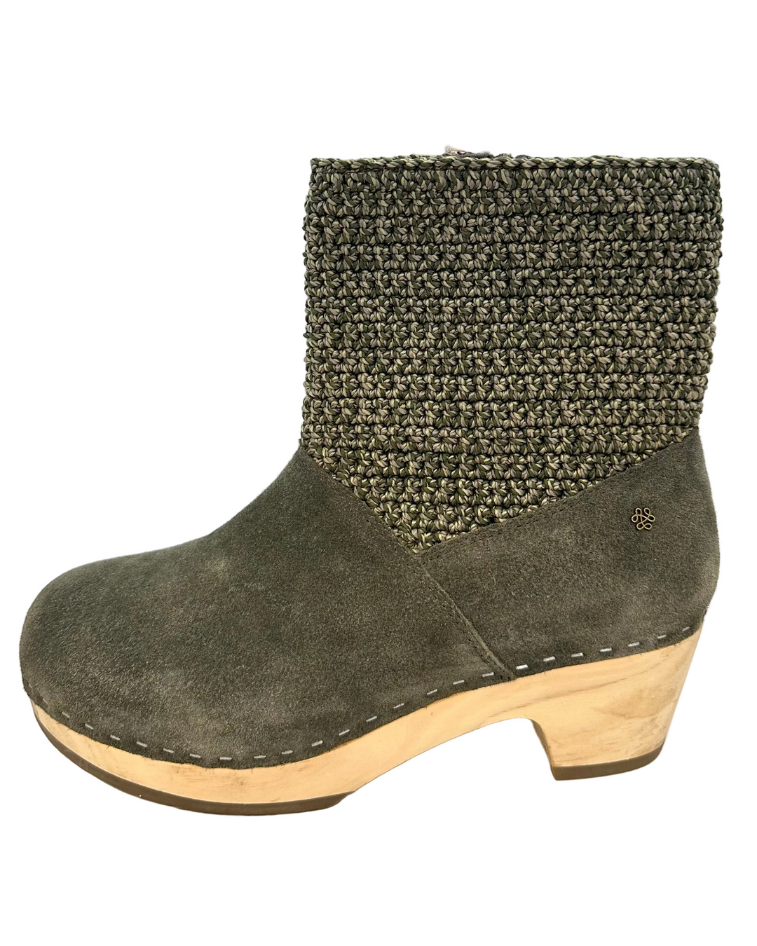 Green Suede & Crochet Clog Boots - Size 6-11