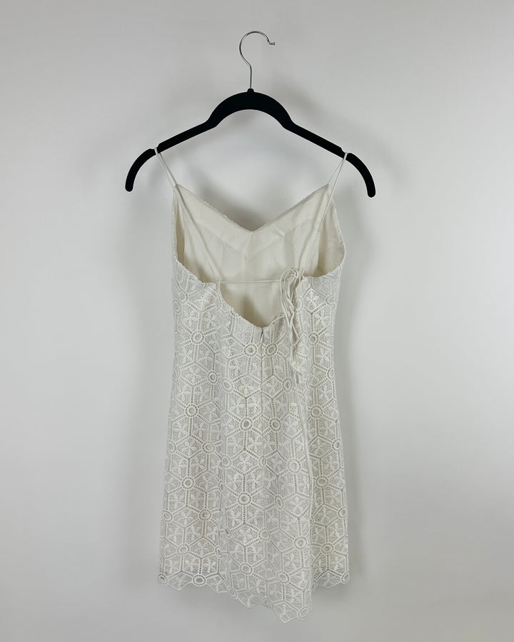 White Crochet Short Dress - Small
