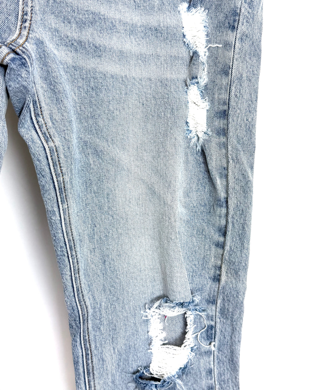 Washed Blue Distressed Jeans - Size 4