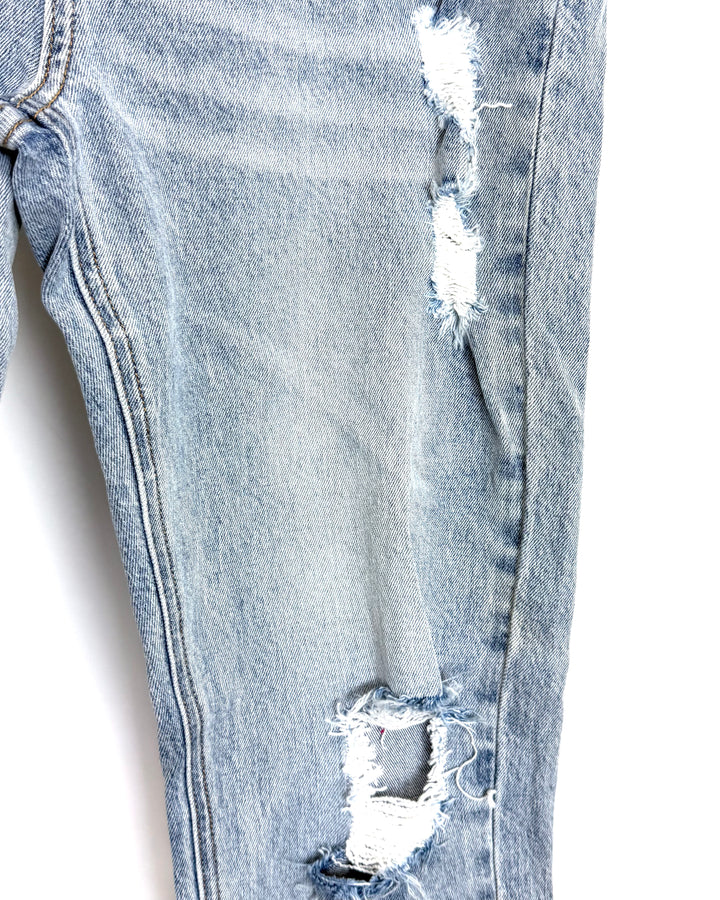 Washed Blue Distressed Jeans - Size 4