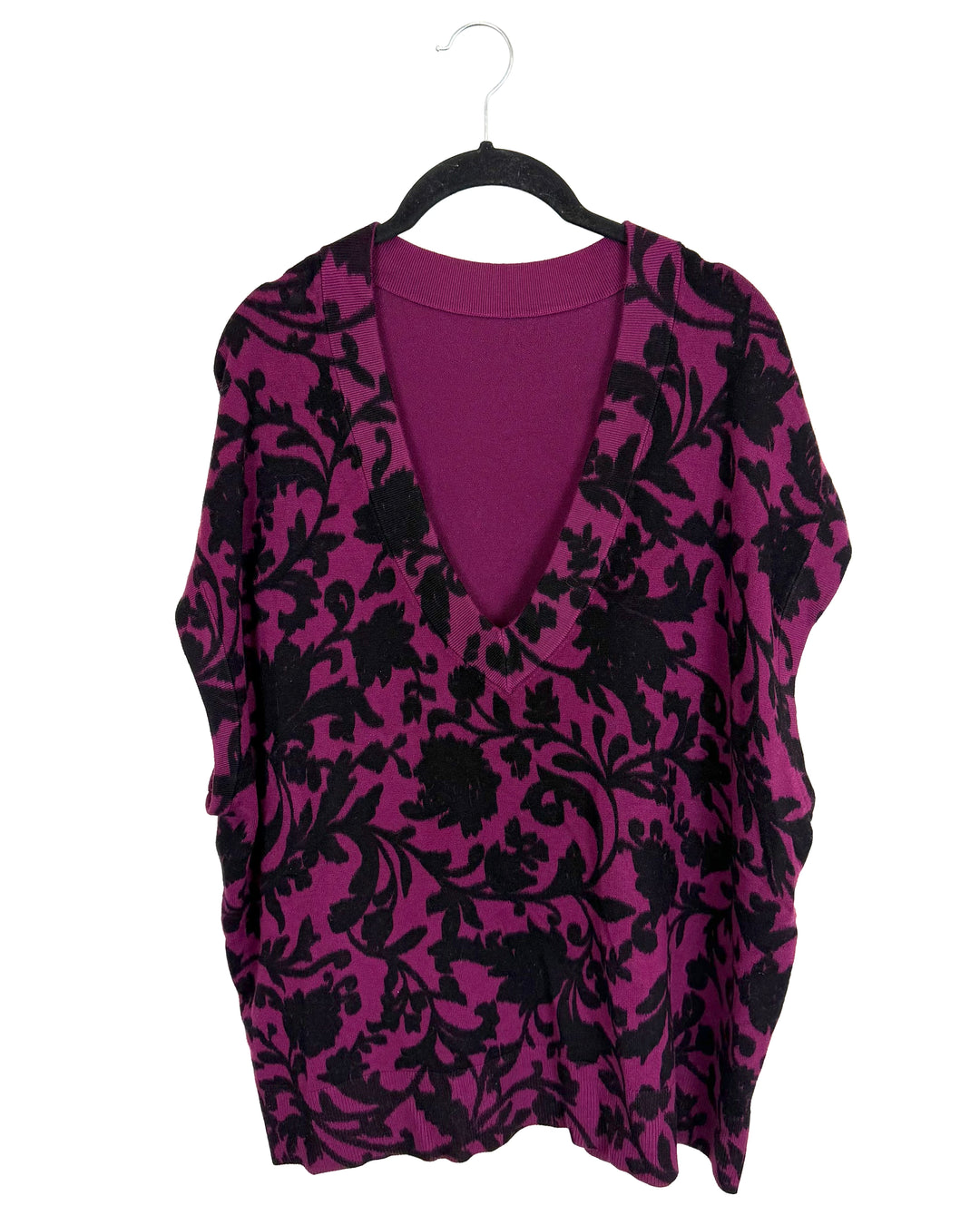 Dark Purple & Black Knit Vest  - Size 18/20