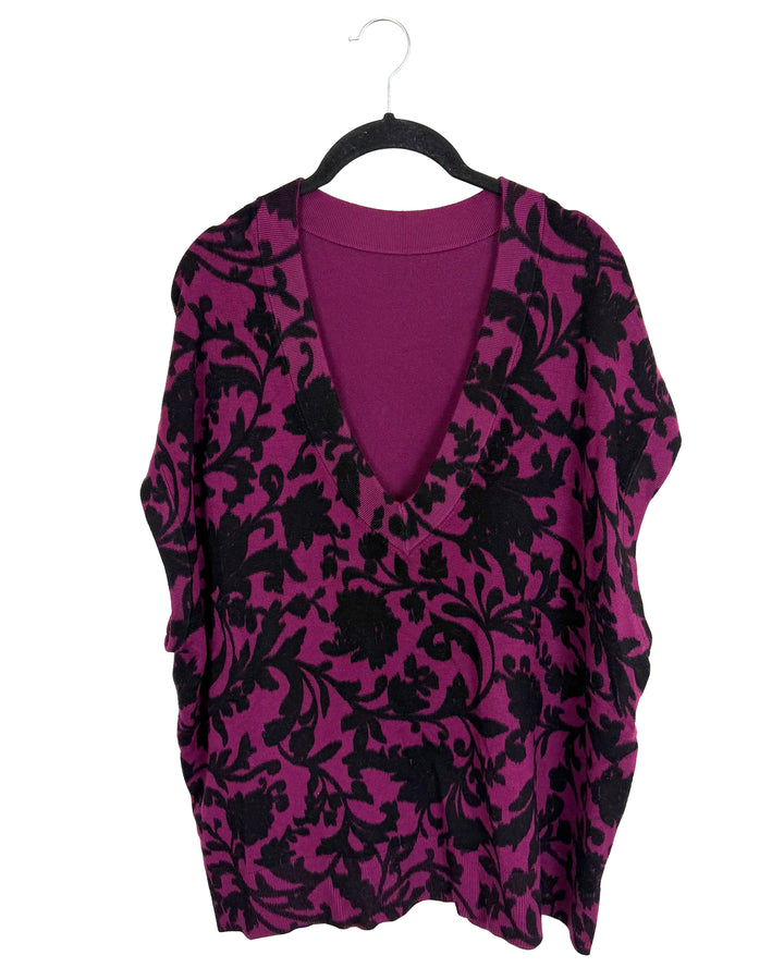 Dark Purple & Black Knit Vest  - Size 18/20