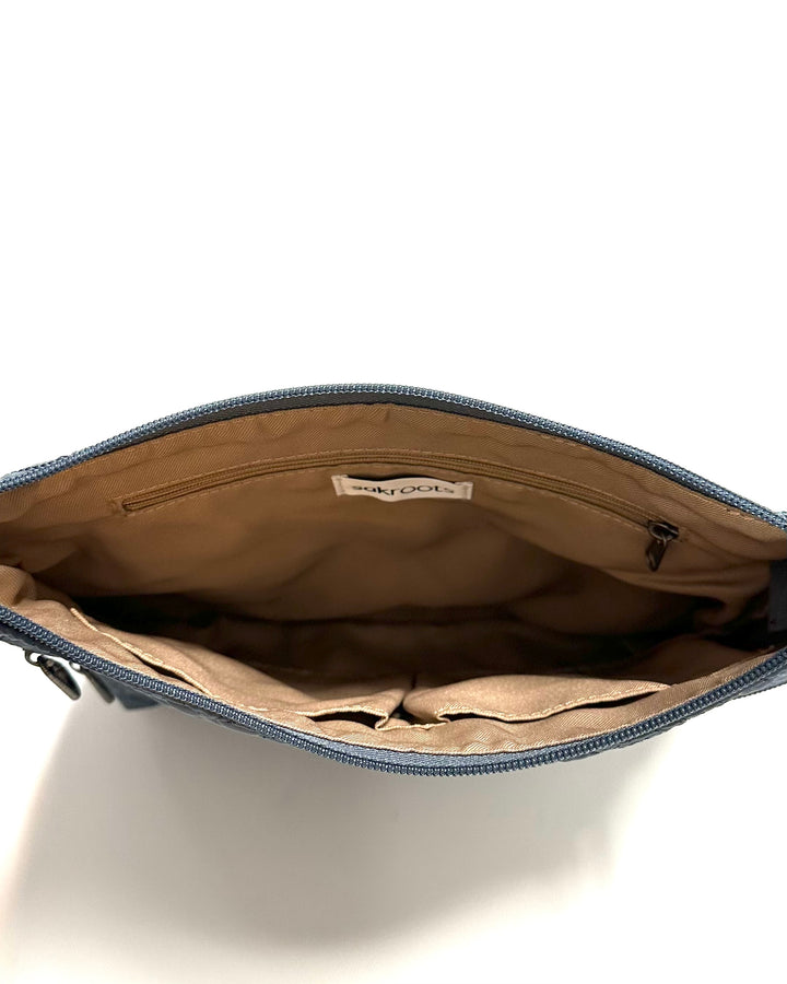 Navy Blue Double Zipper Bag