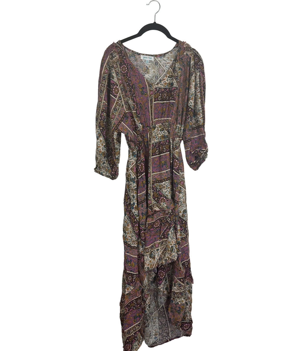 Abstract Ruffled High Low Dress - Size 2/4