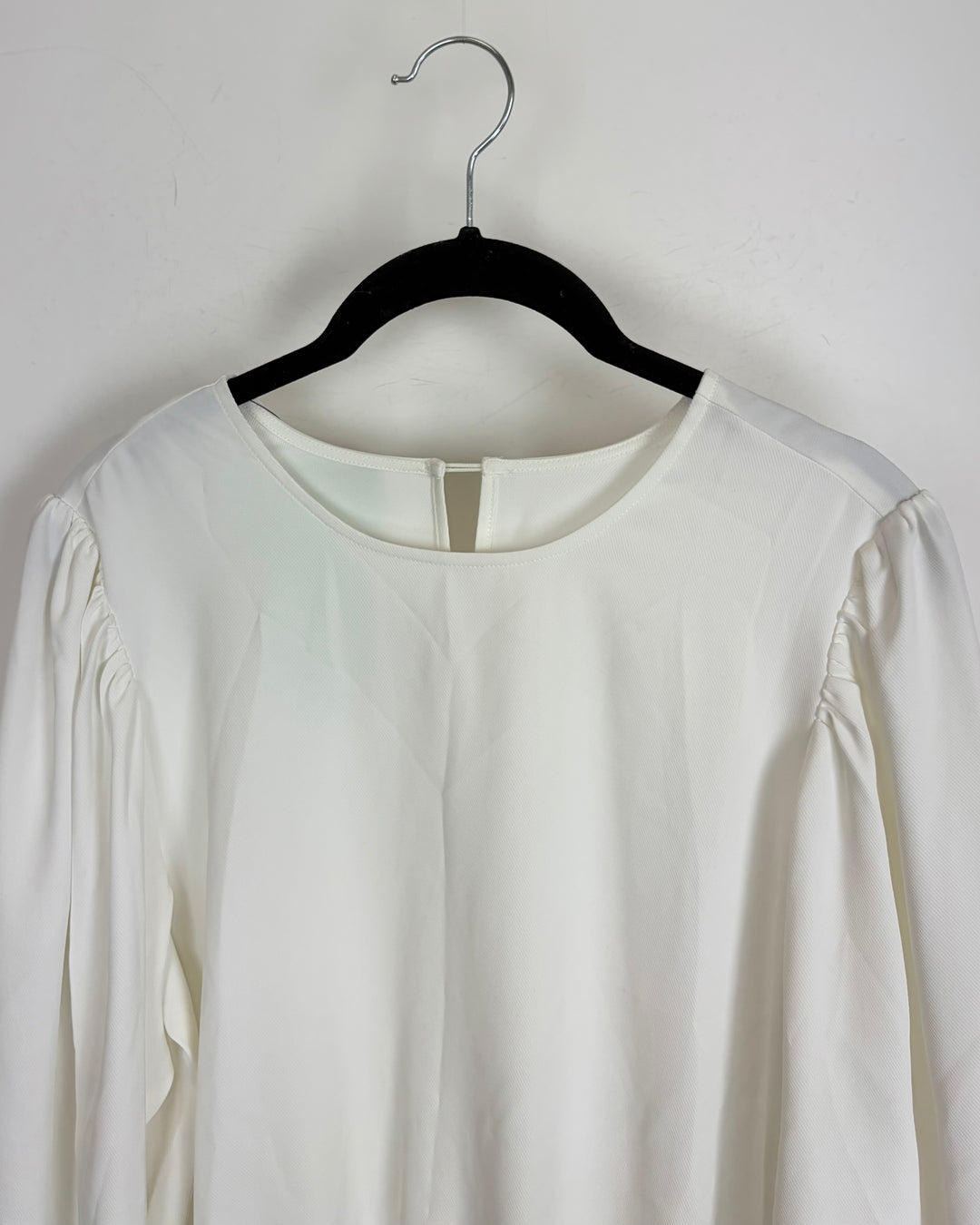White Puffed Shoulder Long Sleeve Top - Size 2/4