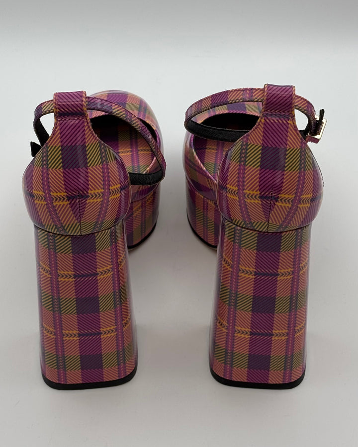 Purple Plaid Platform Heels - Size 7 and 7.5