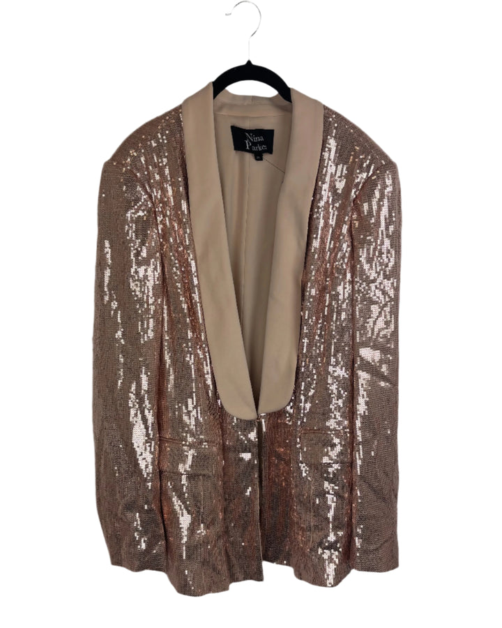 Champagne Sequin Blazer - Size 2X