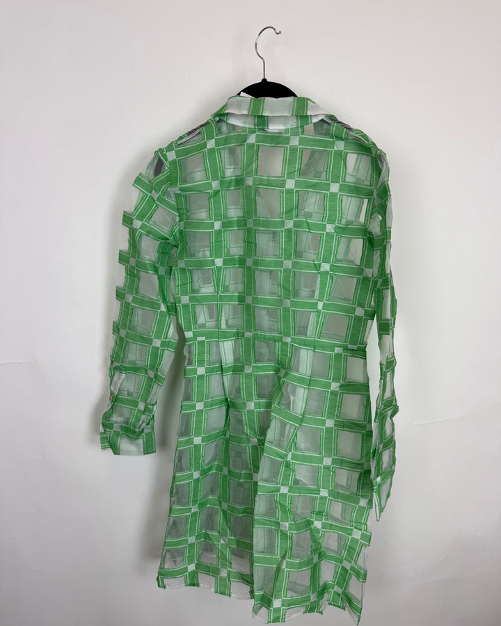 Green Sheer Shirt Dress - Size 4/6