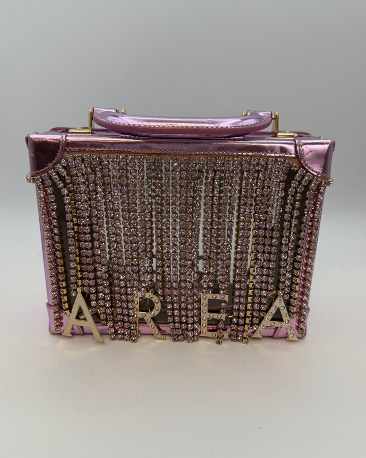 Metallic Pink and Gem Fringe Structured Bag