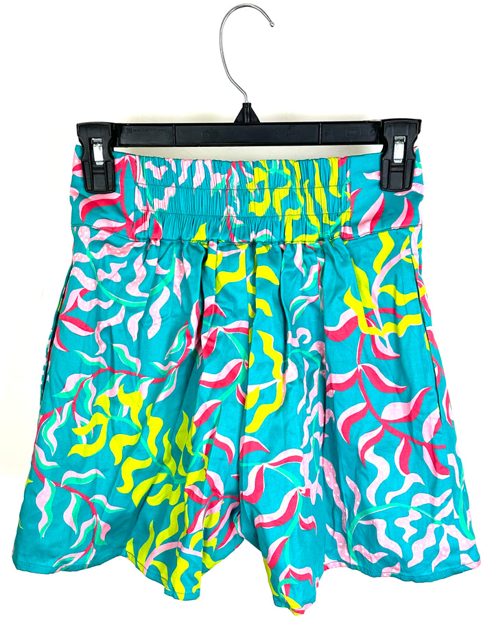 Teal Pleated Short - Extra Extra Small