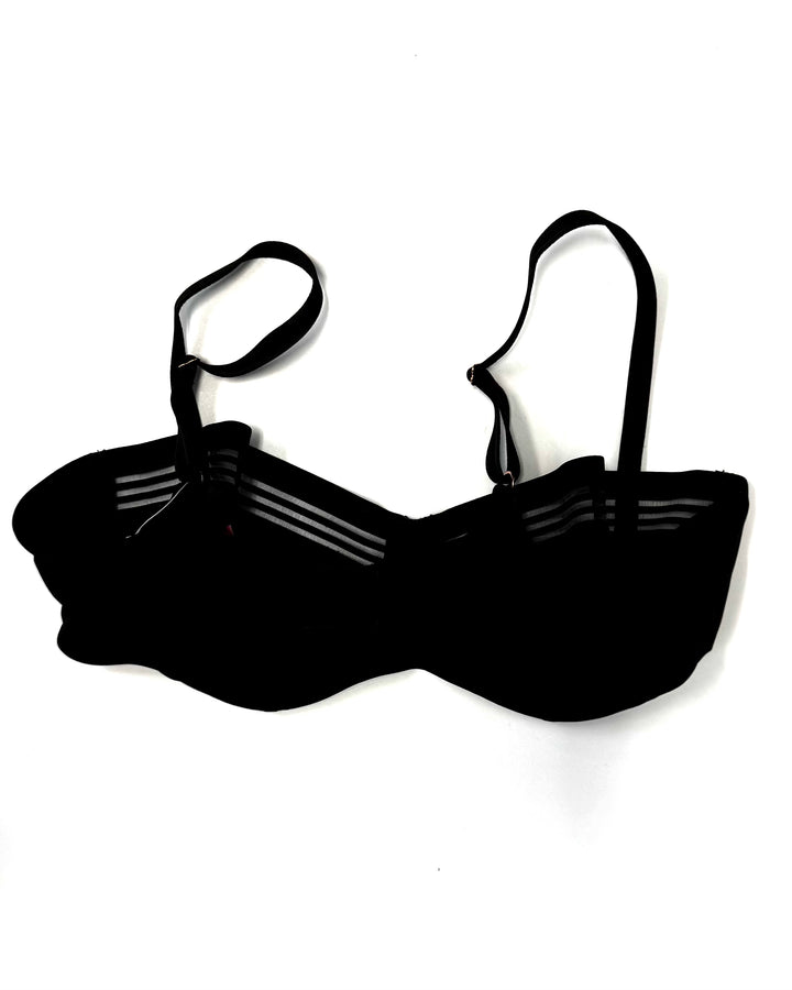 True Black Mesh Underwire Bra - 34C