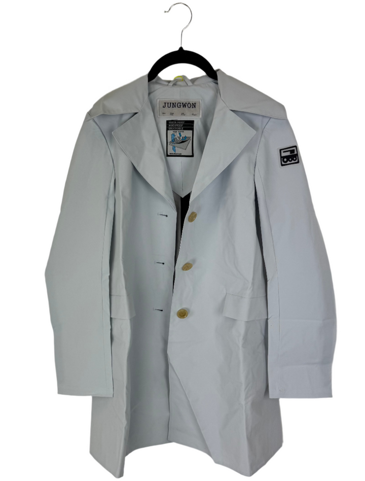 Pale Blue Button Down Raincoat - Size 0 - 6
