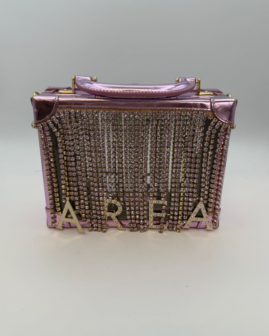 Metallic Pink and Gem Fringe Structured Bag