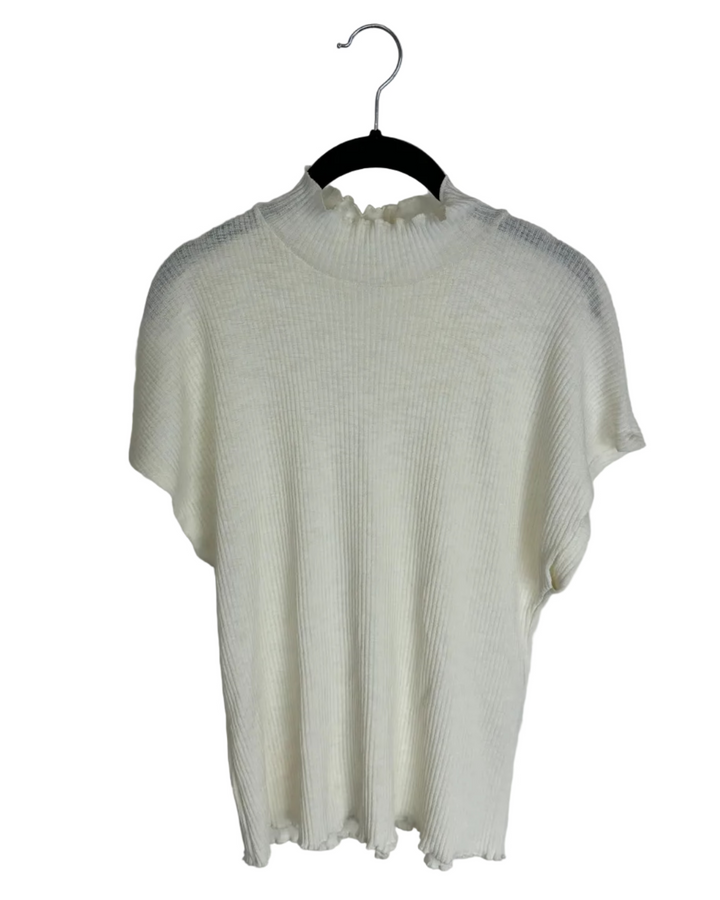 White Short Sleeve Turtle Neck - Size 6/8