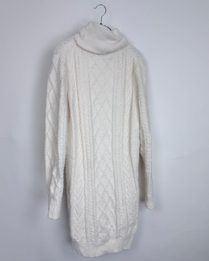 Fluffy Cream Sweater Dress - Size 4/6