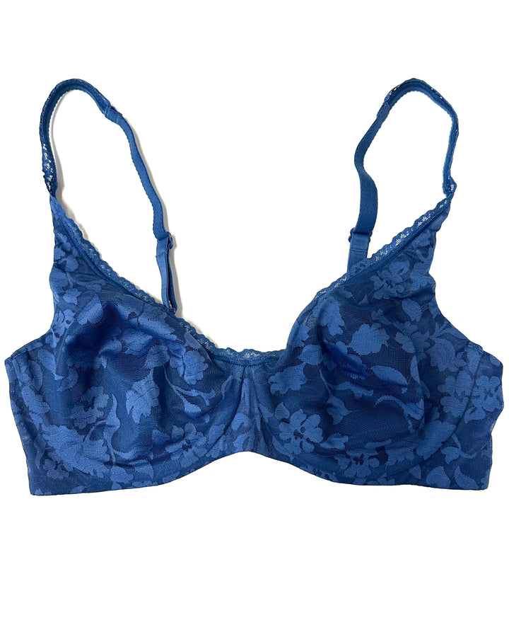 Navy Blue Floral Underwire Bra - 34C