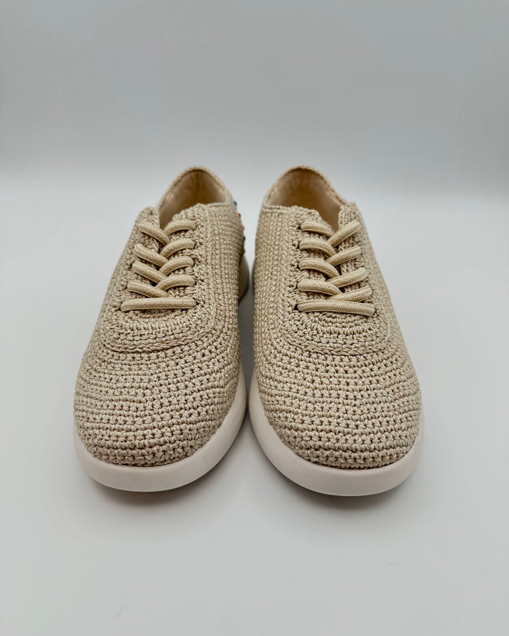White Beaded Crochet Sneakers - Size 6