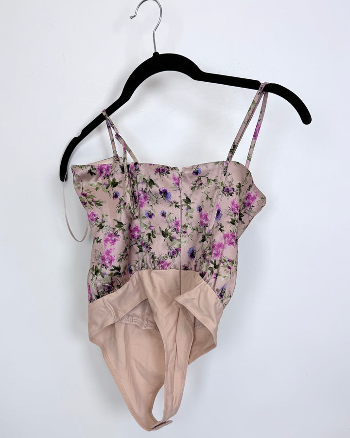 Nude Floral Corset Bodysuit - Size 00