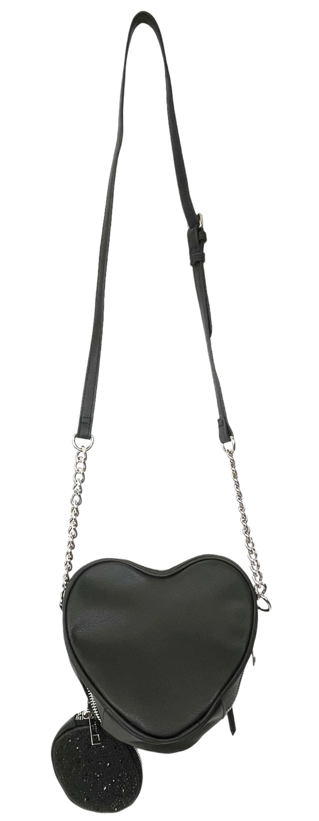 Black Heart Shaped Bag With Coin Purse