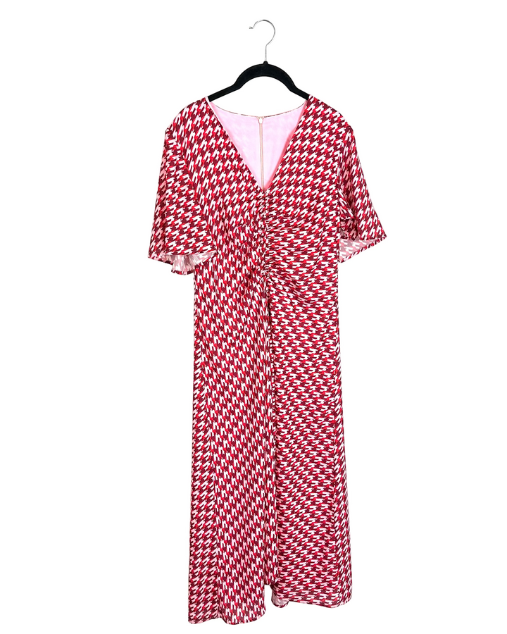Pink and Red Houndstooth Dress - Size 6/8