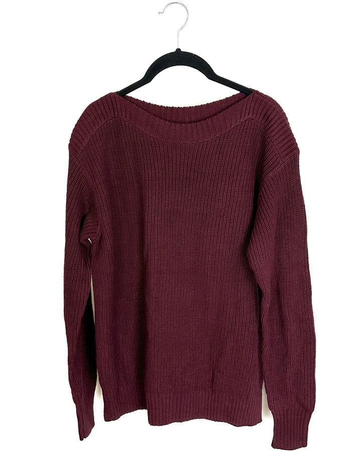 Wine Boatneck Sweater - Size 6/8
