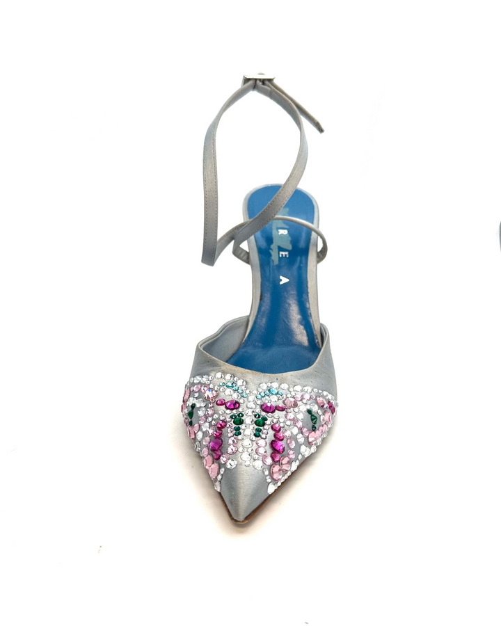 Light Blue Rhinestone Embellished Heels - Size 39