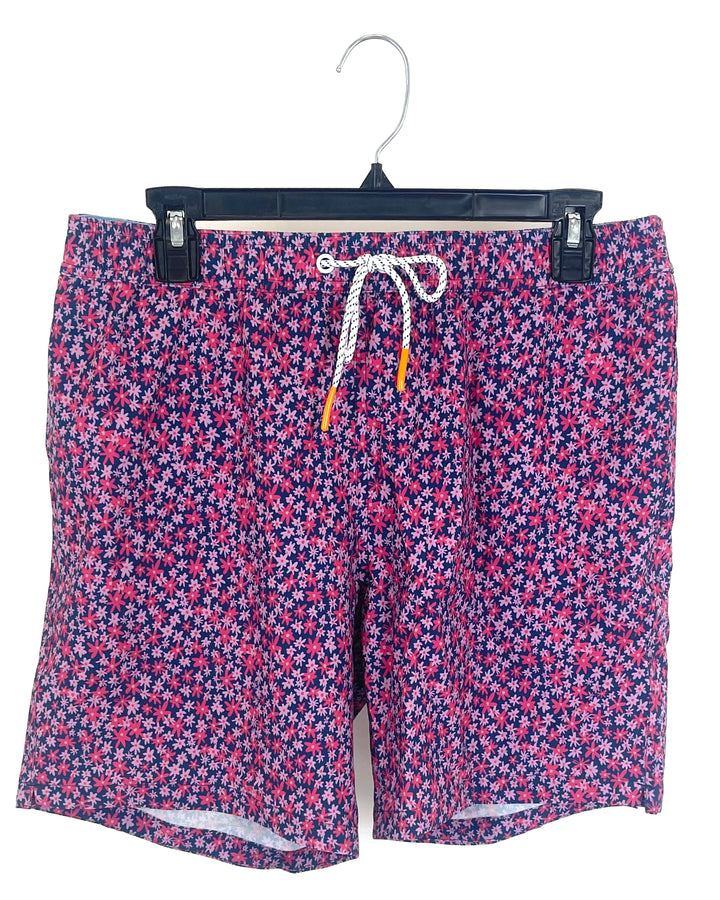 MENS Floral Print Swim Shorts - Medium