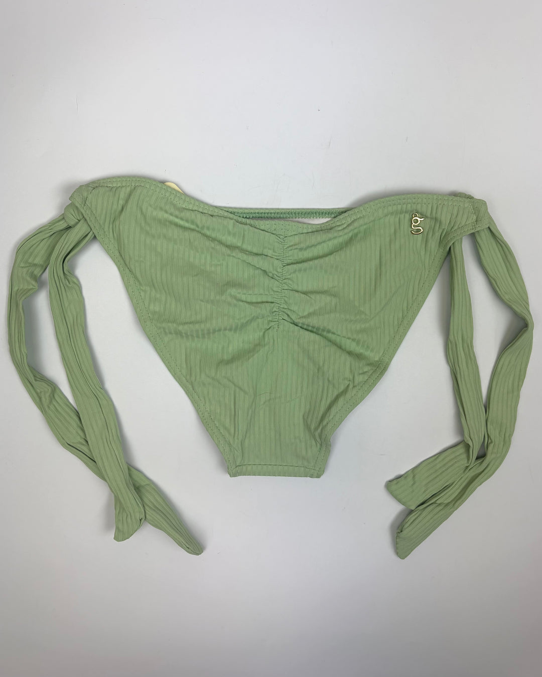 Mint Green & Gold Ring Ribbed Bikini Bottom - Small