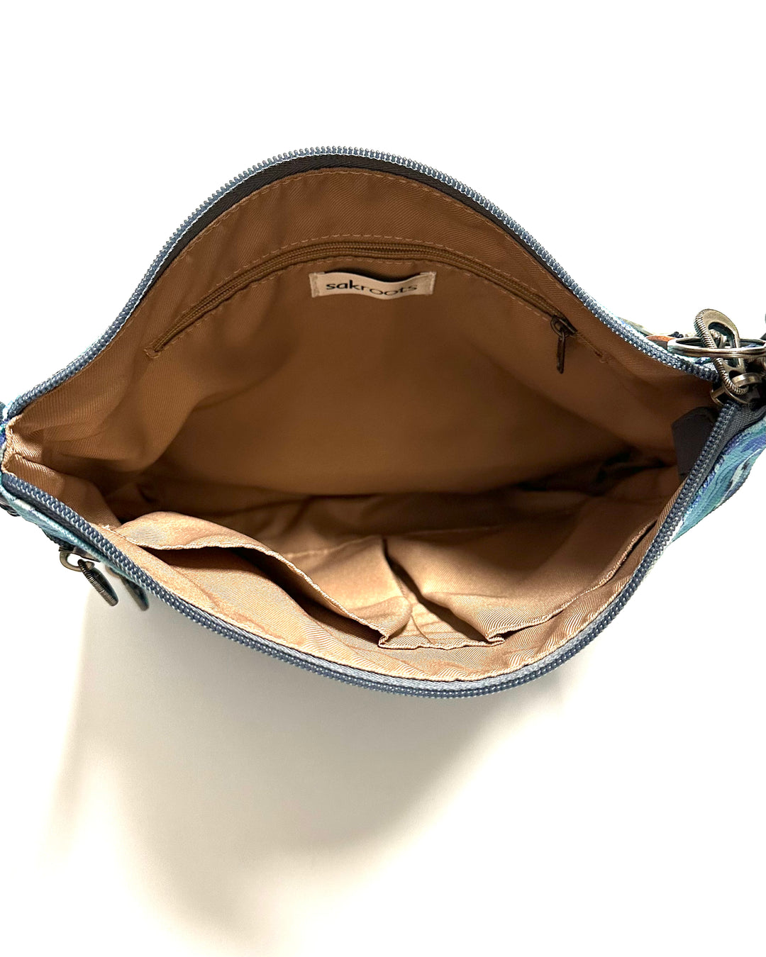 Teal Ocean Motif Print Crossbody Bag