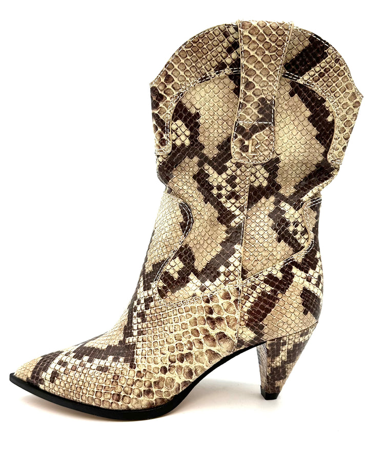 Tan Snake Print Cowboy Boot - Size 10