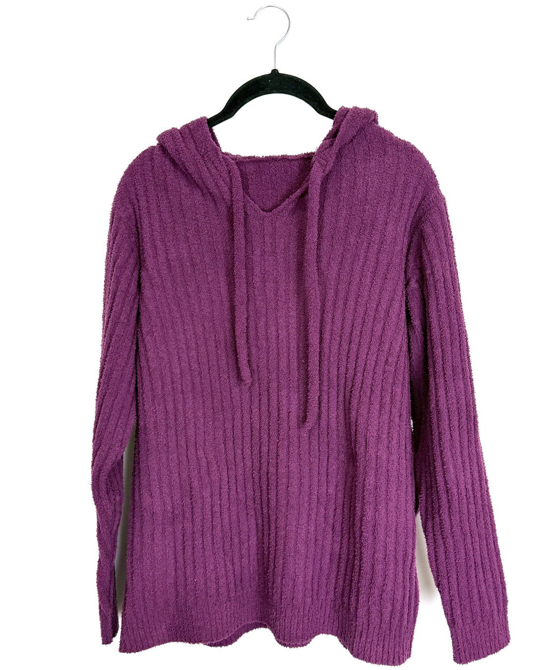 Plum Ribbed Hooded Sweater – Size 6/8