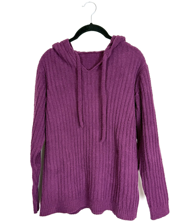 Plum Ribbed Hooded Sweater – Size 6/8
