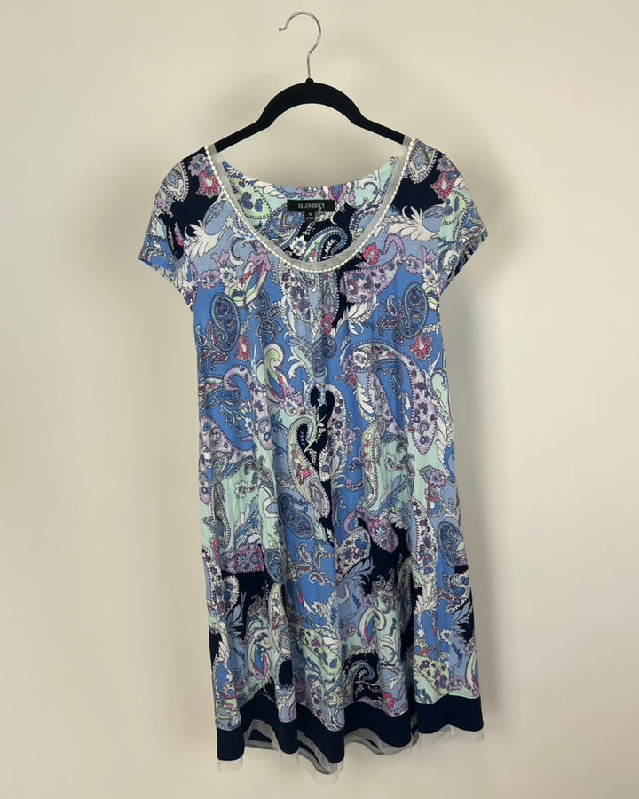 Blue Abstract Patterned Nightgown - Small