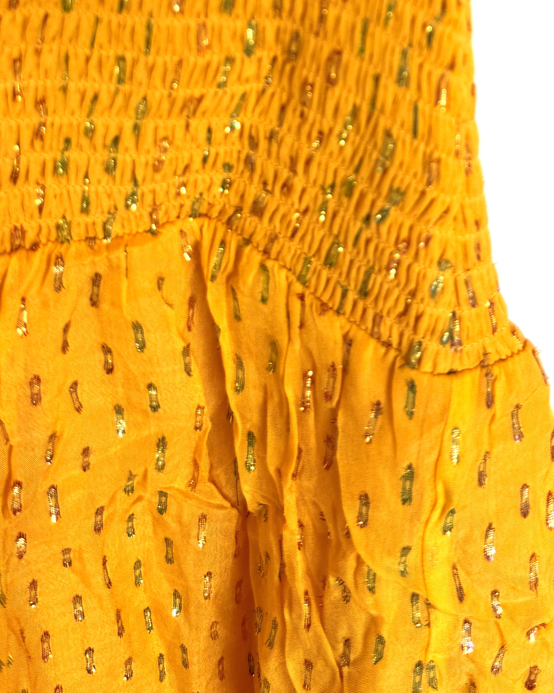 Yellow Metallic Ruffle Dress - Size 6