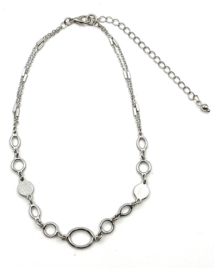 Silver Circle Rhinestone Necklace