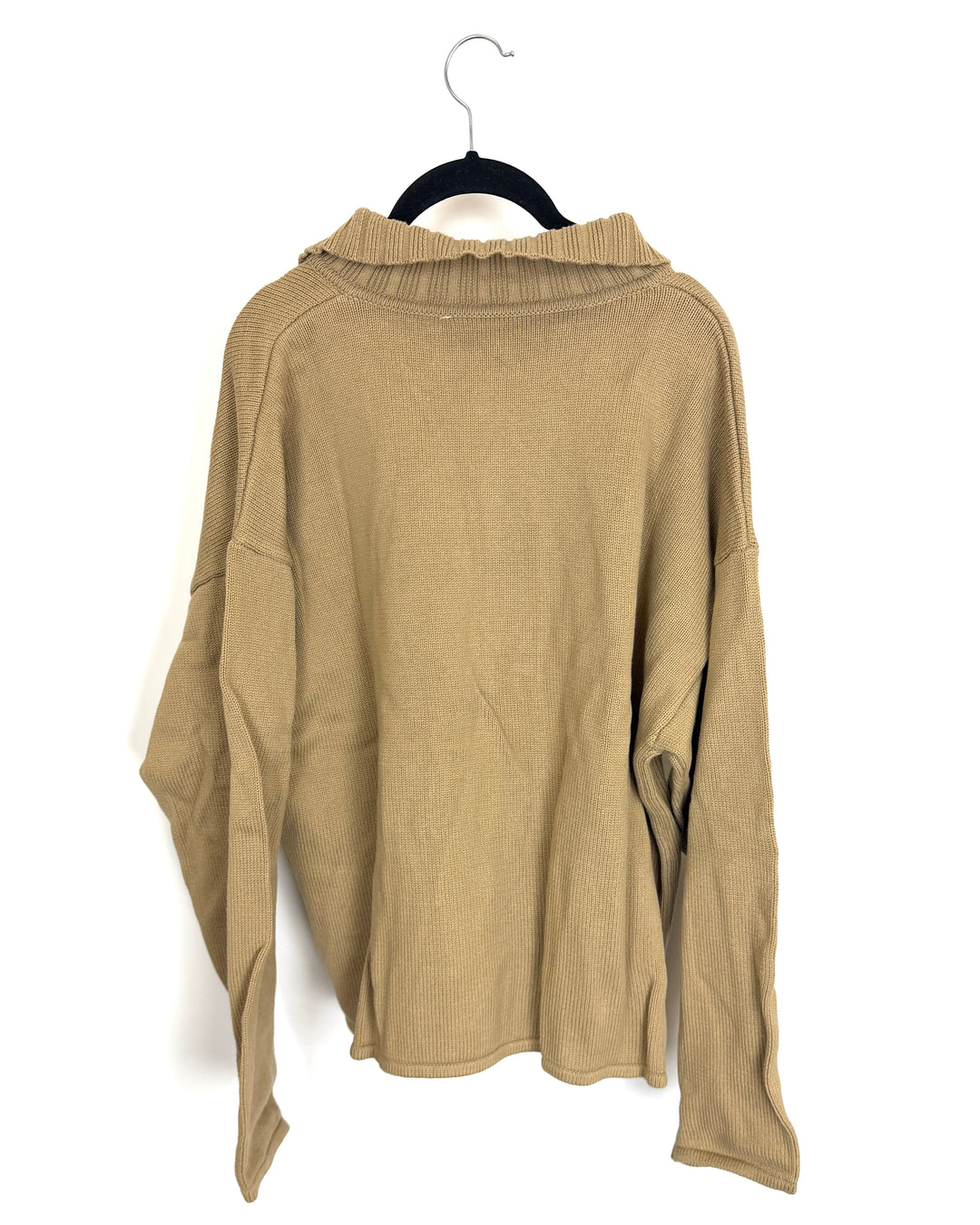 Dusty Brown Knit Half Zip Sweater - Size 6/8
