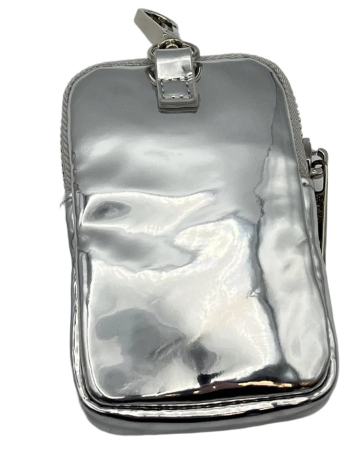 Silver Reflective Crossbody Bag With Rhinestoned Coin Purse