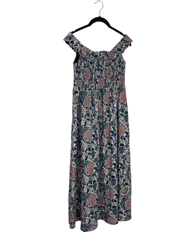 Dark Floral Smocked Dress - Size 8/10
