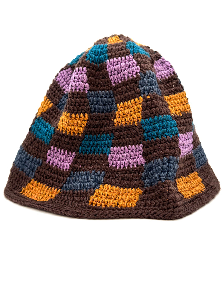 Brown Checkered Bucket Hat