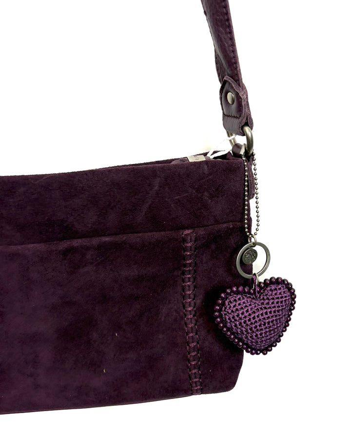 Dark Plum Suede Crossbody Bag