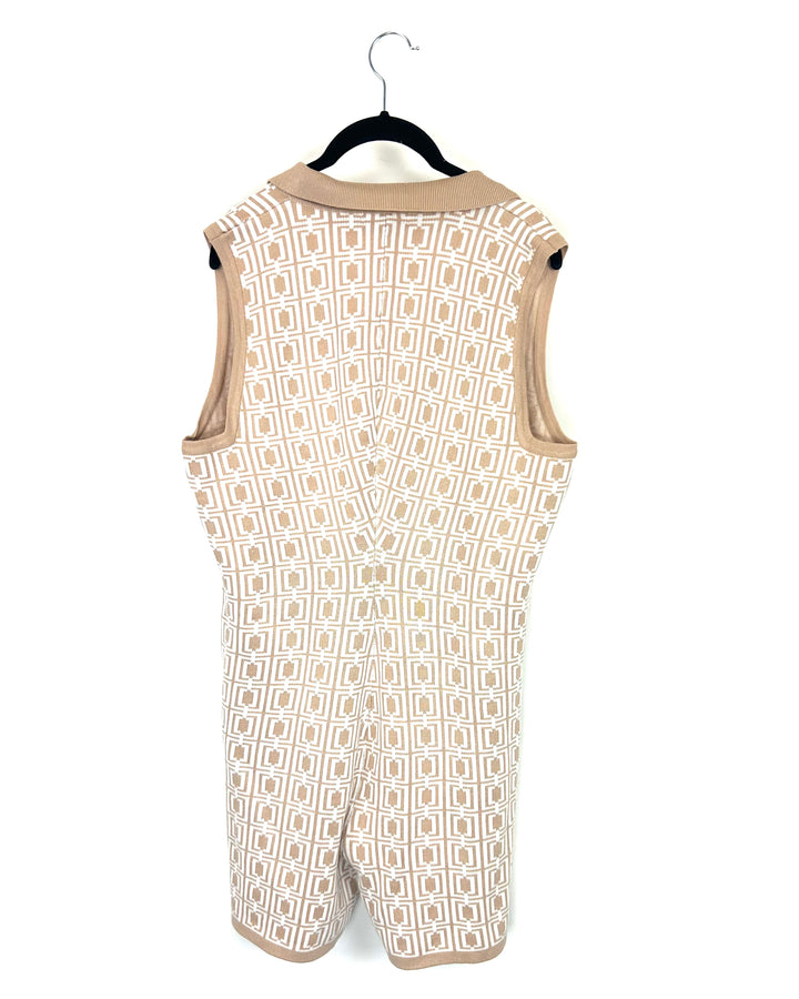 Tan Knit One-Piece Romper - Size 1X