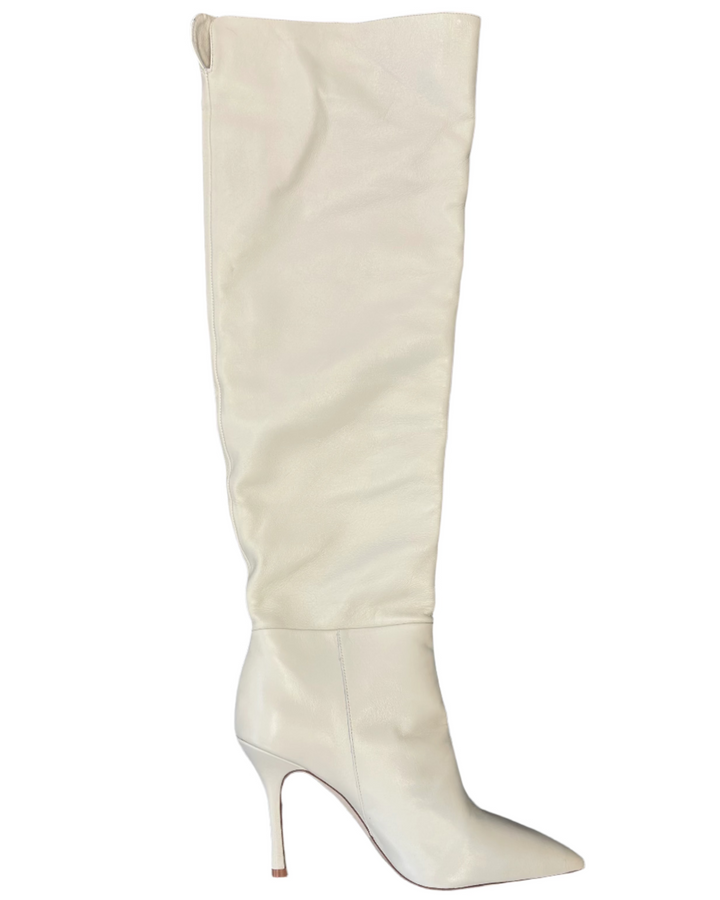 Ivory Tall Pointed Toe Boots - Size 5.5