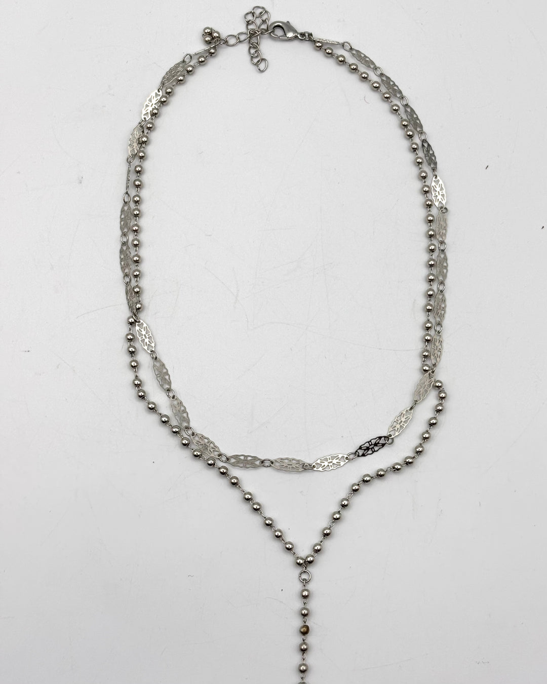 Silver Filigree and Ball Link Necklace